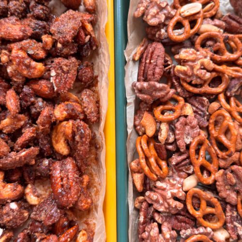 אגוזים מתובלים מקורמלים לאירוח